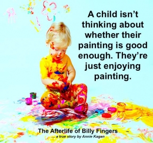 A child isnt thinking while painting